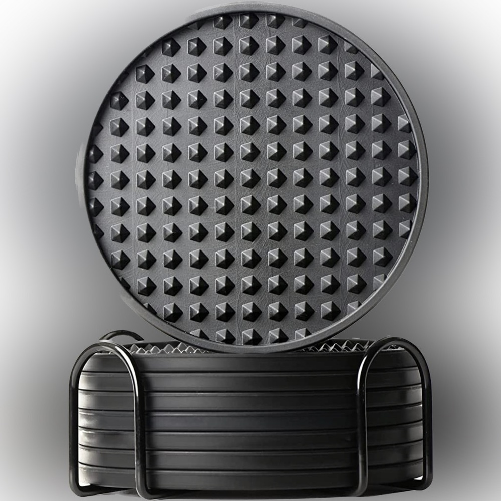 Set of 8: Versatile, Stylish, Silicone Coasters with holder